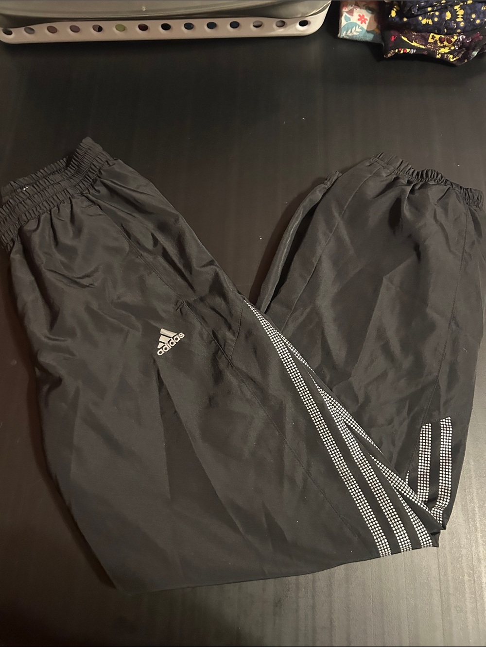adidas Black Jogger Sweatpants with White Reflective Stripes